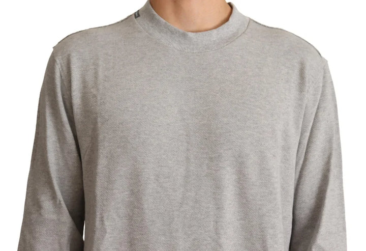 Dolce &amp; Gabbana Gray Cotton Crewneck Pullover Sweater