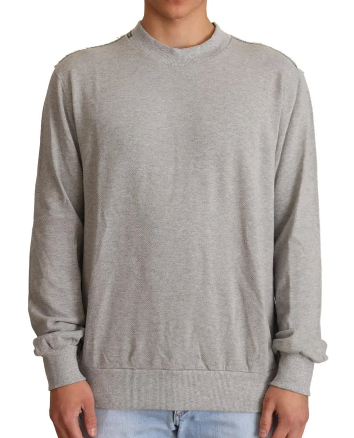 Dolce &amp; Gabbana Gray Cotton Crewneck Pullover Sweater