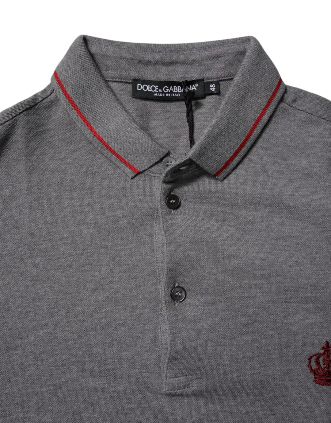 Dolce &amp; Gabbana Gray Cotton Crown Collared Polo T-shirt