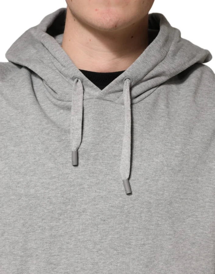 Dolce &amp; Gabbana Gray Cotton Hooded Sweatshirt Sweater