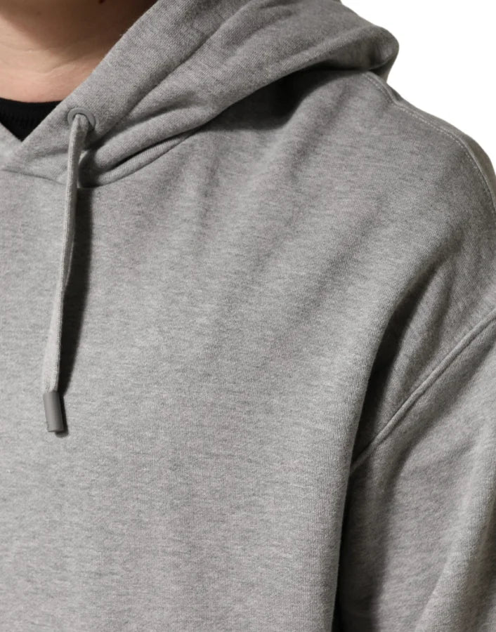 Dolce &amp; Gabbana Gray Cotton Hooded Sweatshirt Sweater