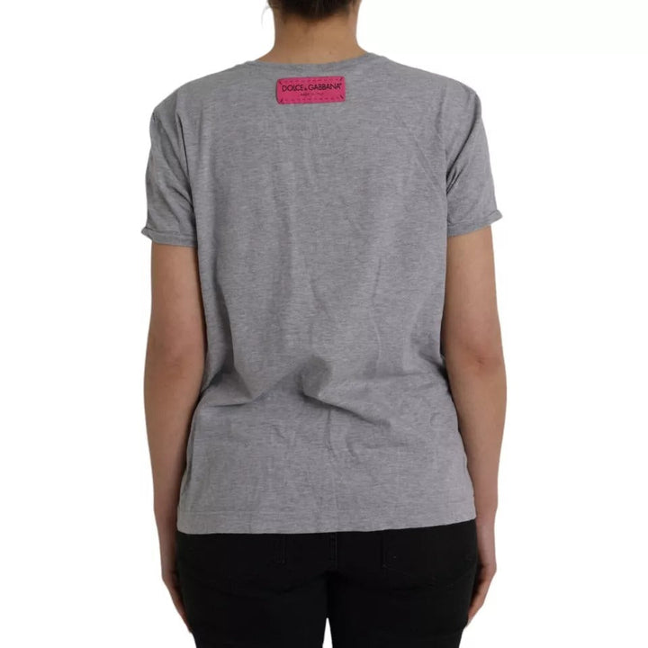 Dolce &amp; Gabbana - Gray Cotton L’Amore E’Bellezza Top T-shirt