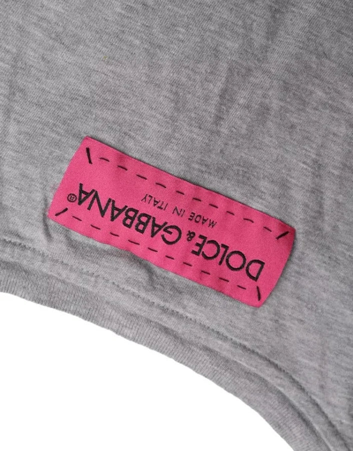 Dolce &amp; Gabbana Gray Cotton L’Amore E’Bellezza Top T-shirt