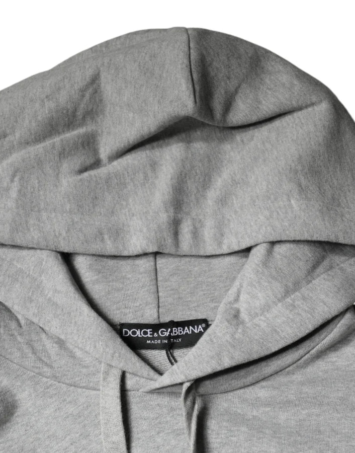 Dolce &amp; Gabbana Gray Cotton Logo Hooded Sweatshirt Sweater