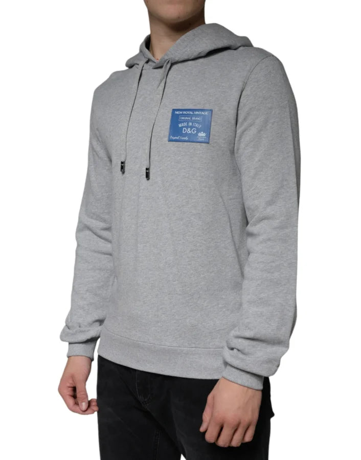 Dolce &amp; Gabbana Gray Cotton Logo Hooded Sweatshirt Sweater