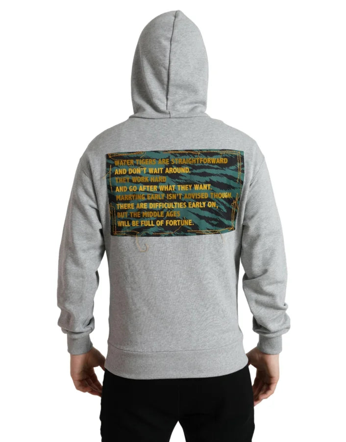 Dolce &amp; Gabbana Gray Cotton Logo Hooded Sweatshirt Sweater