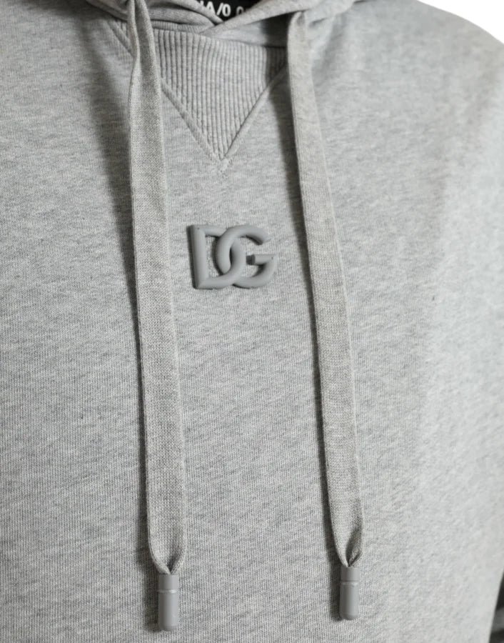 Dolce &amp; Gabbana Gray Cotton Logo Hooded Sweatshirt Sweater