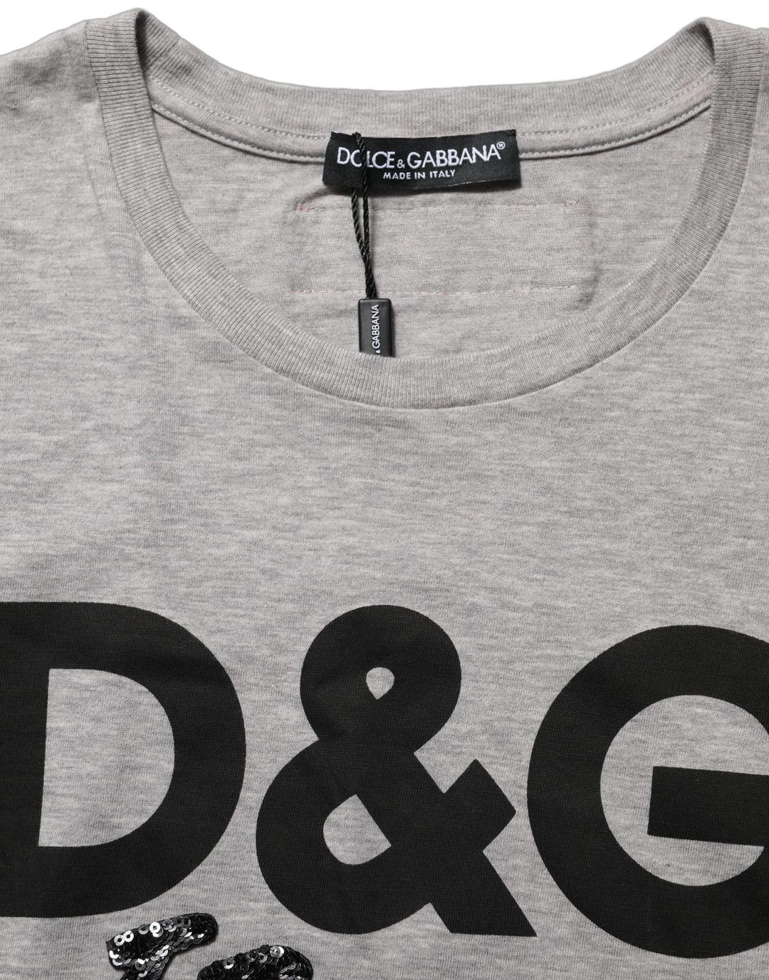 Dolce &amp; Gabbana - Gray Cotton Logo Printed Crew Neck T-shirt