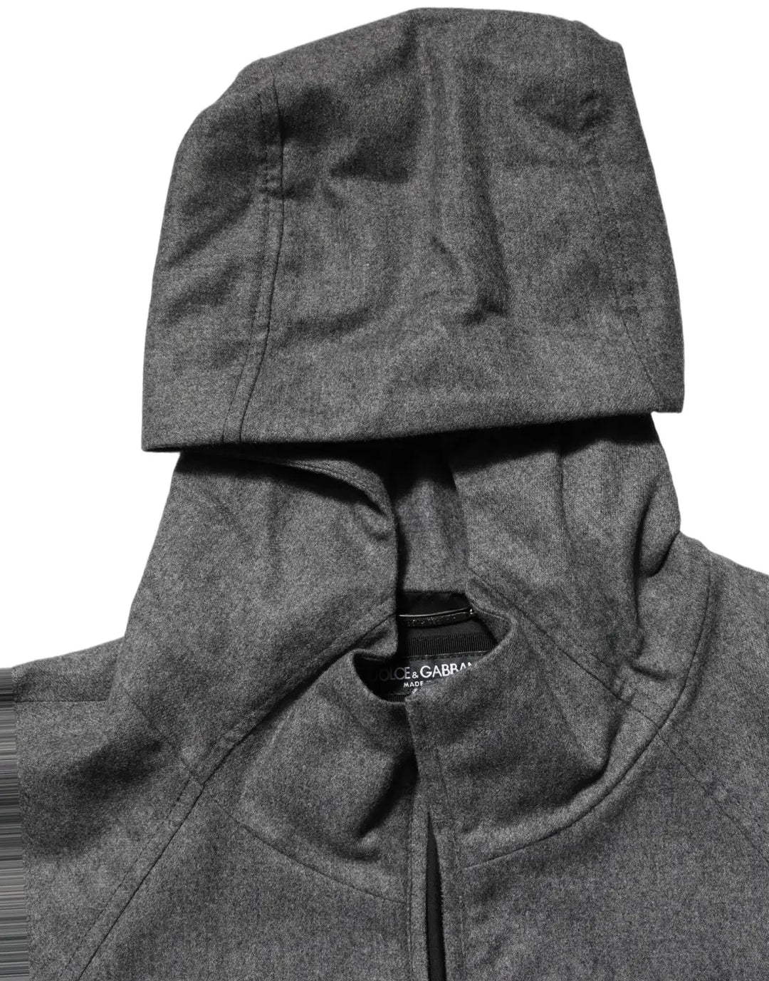 Dolce &amp; Gabbana Gray Cotton Men Hooded Full Zip Bomber Jacket