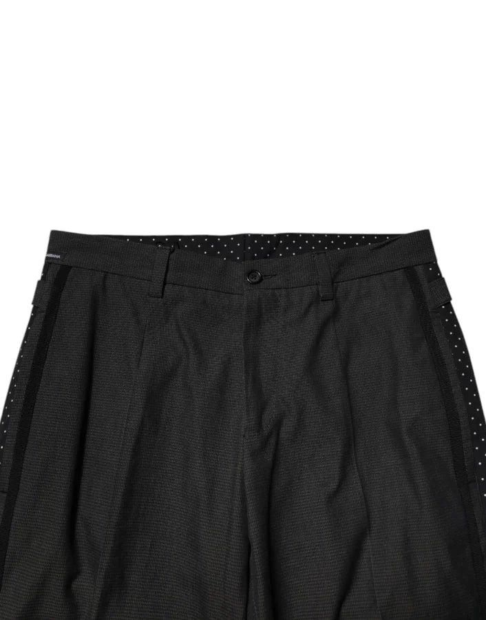 Dolce &amp; Gabbana Gray Cotton Patterned Formal Pants
