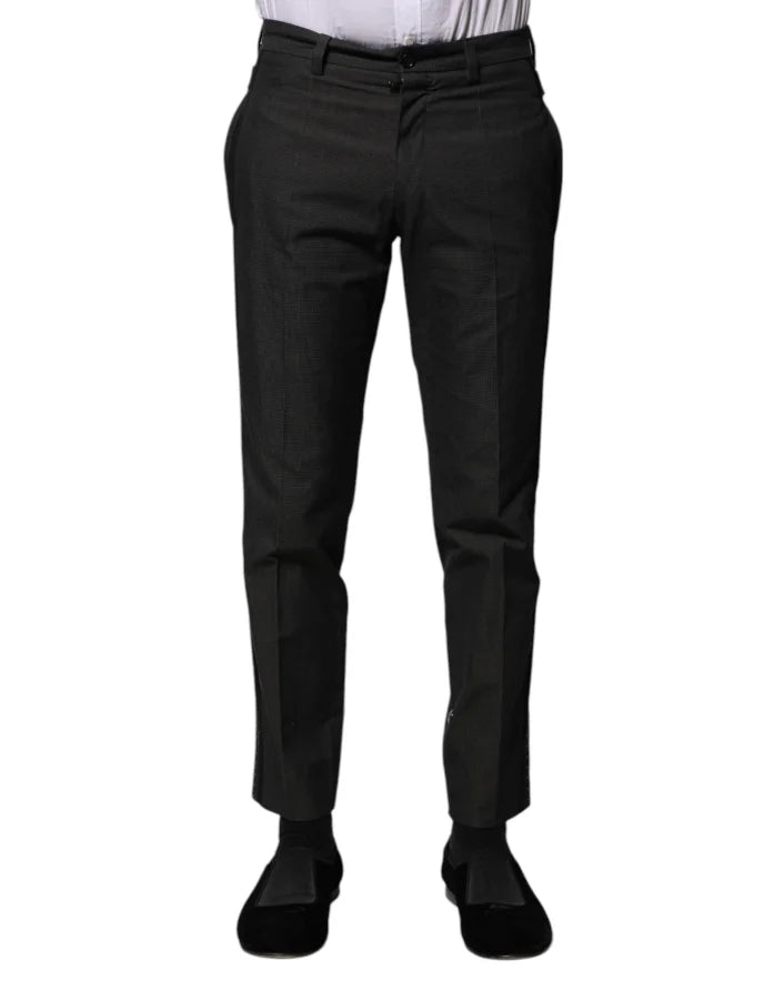 Dolce &amp; Gabbana Gray Cotton Patterned Formal Pants