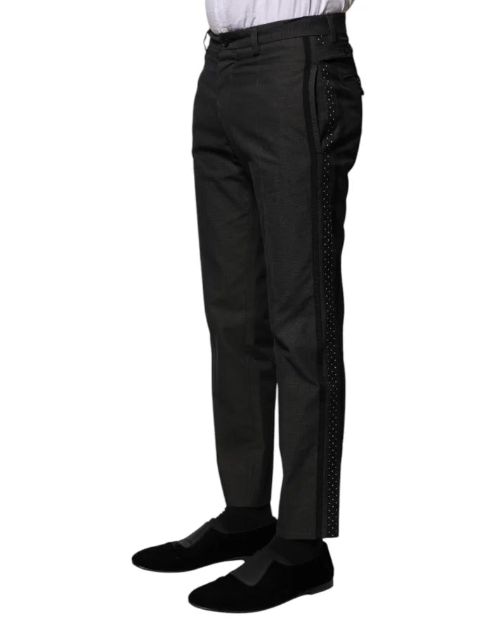 Dolce &amp; Gabbana Gray Cotton Patterned Formal Pants