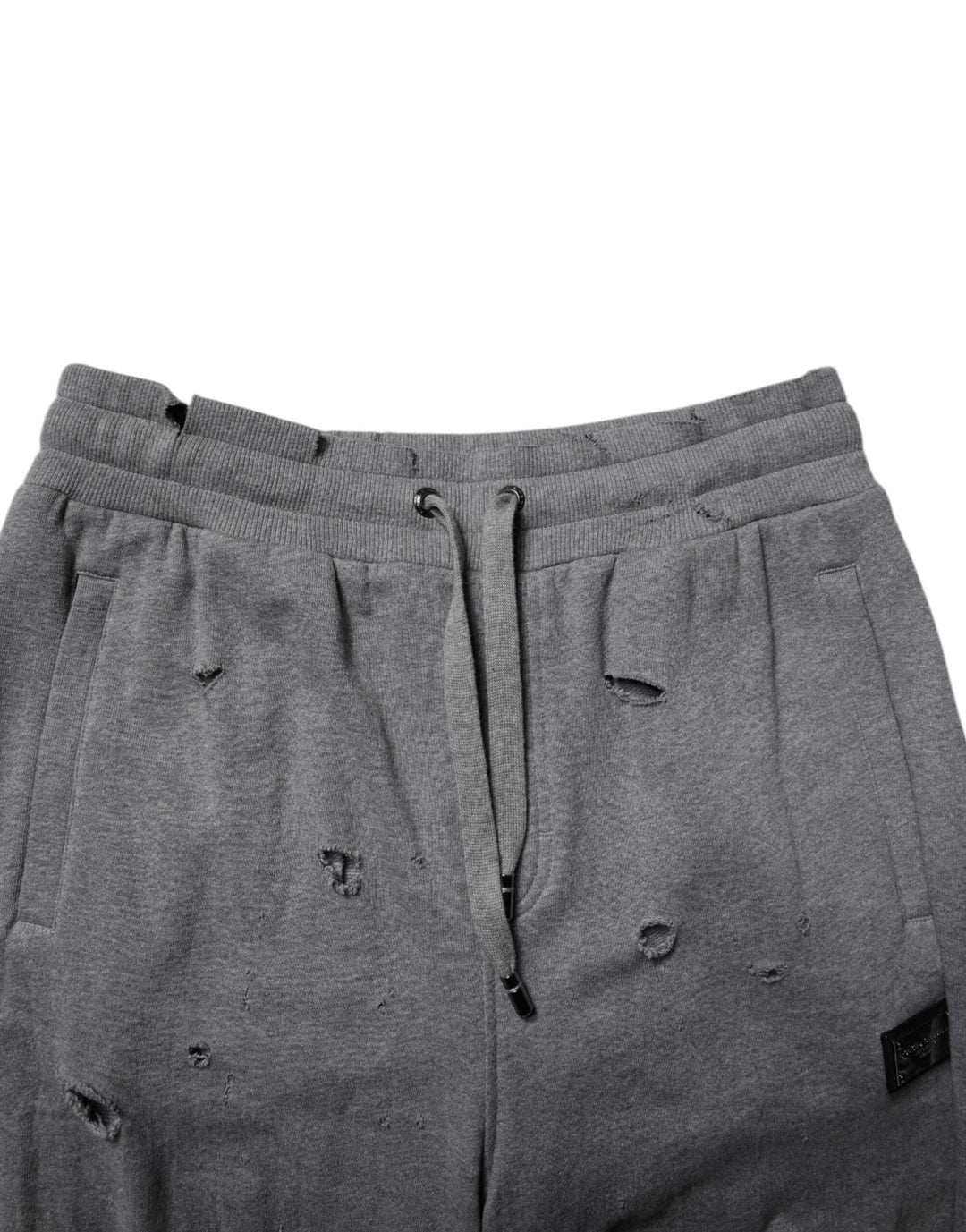 Dolce &amp; Gabbana Gray Cotton Ripstyle Straight Sweatpants Pants