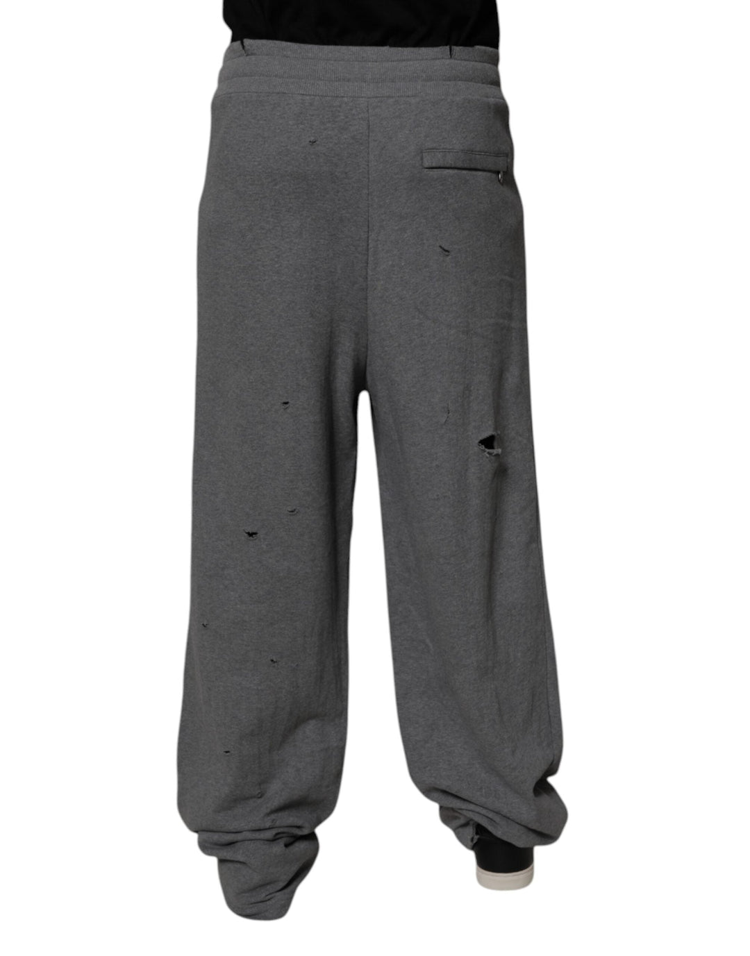 Dolce &amp; Gabbana Gray Cotton Ripstyle Straight Sweatpants Pants