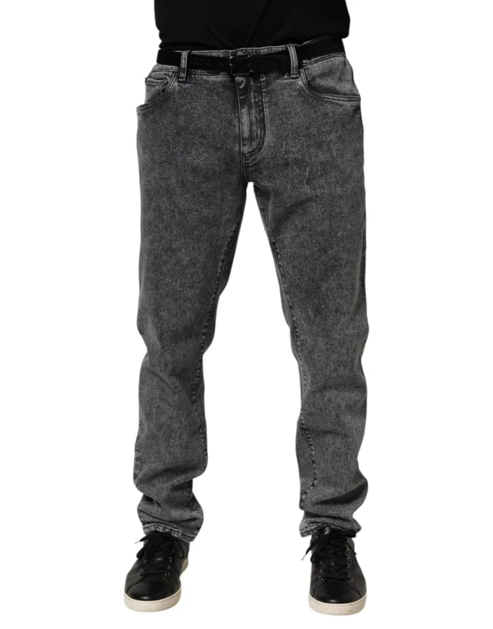 Dolce &amp; Gabbana Gray Cotton Slim Fit Denim Trouser Jeans
