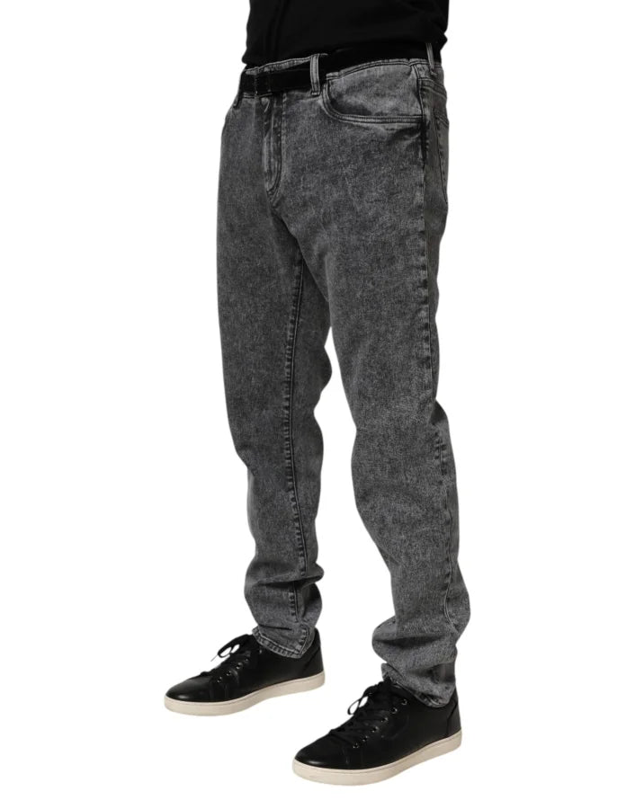 Dolce &amp; Gabbana Gray Cotton Slim Fit Denim Trouser Jeans