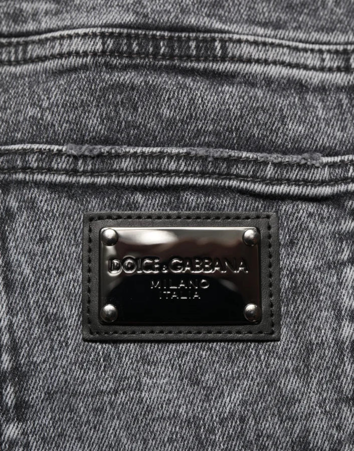 Dolce &amp; Gabbana Gray Cotton Slim Fit Denim Trouser Jeans