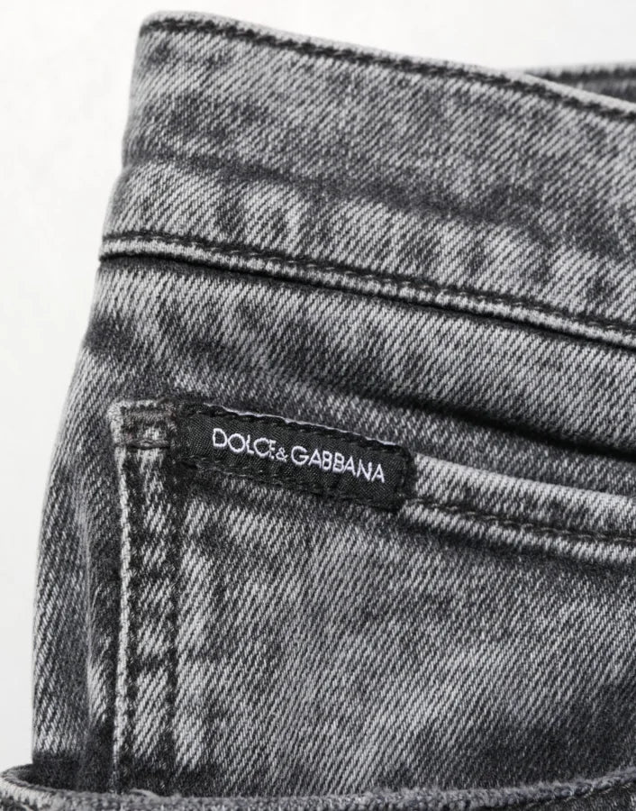 Dolce &amp; Gabbana Gray Cotton Slim Fit Denim Trouser Jeans