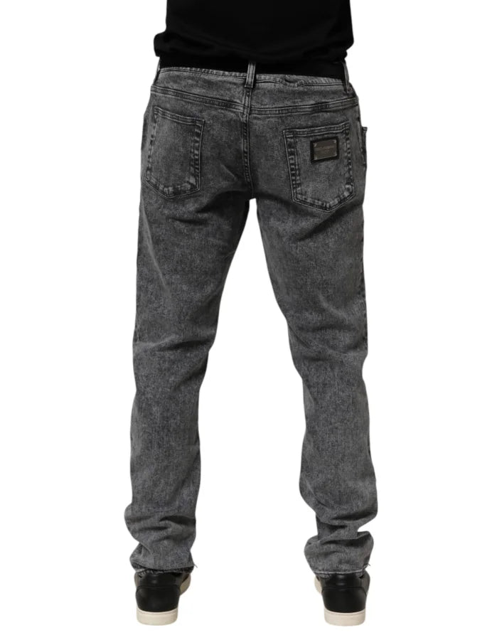 Dolce &amp; Gabbana Gray Cotton Slim Fit Denim Trouser Jeans