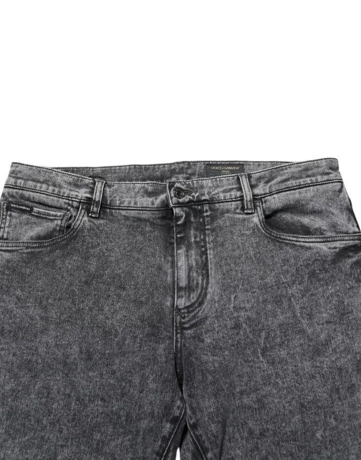 Dolce &amp; Gabbana Gray Cotton Slim Fit Denim Trouser Jeans