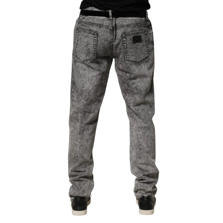 Dolce &amp; Gabbana Gray Cotton Straight Leg Denim Trouser Jeans