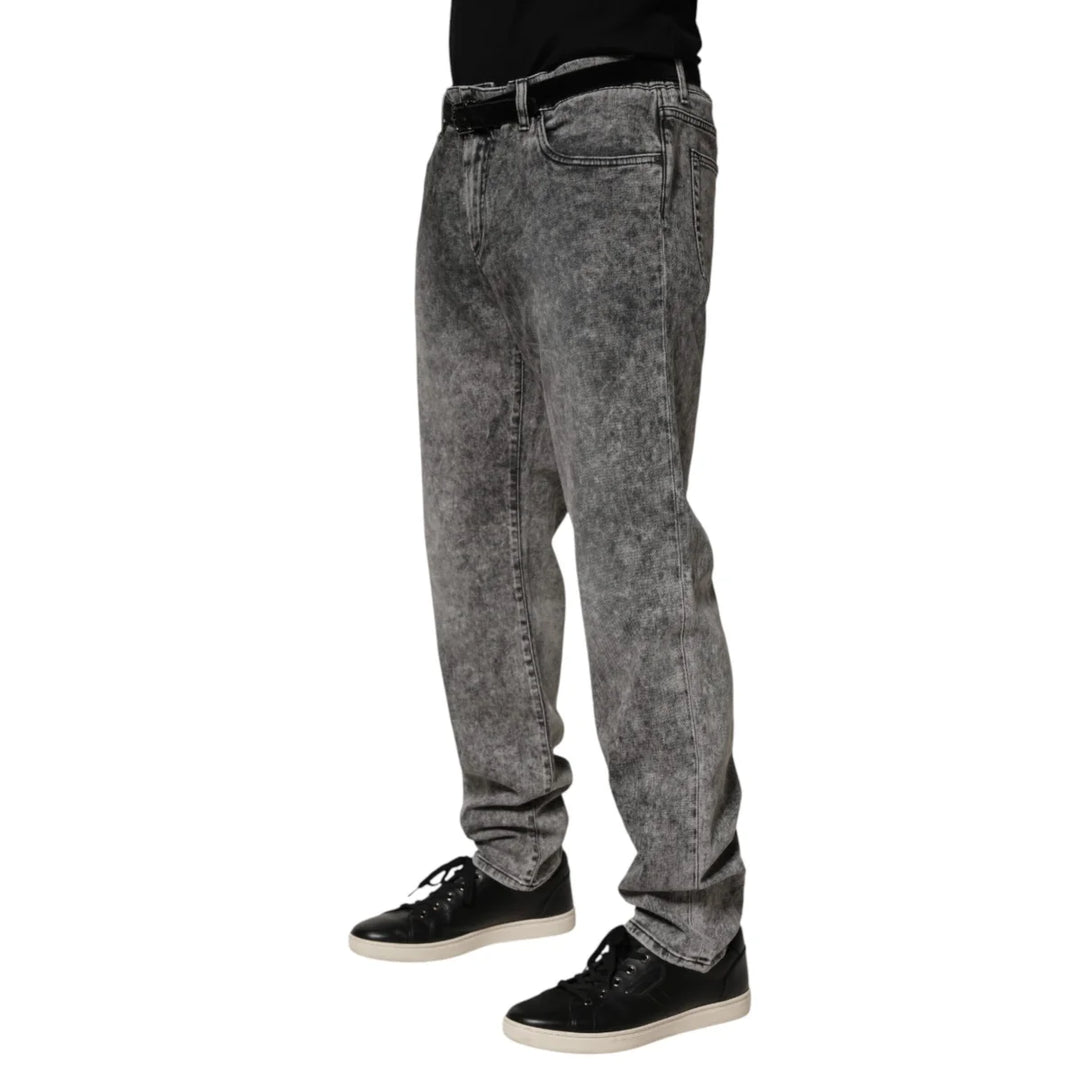 Dolce &amp; Gabbana Gray Cotton Straight Leg Denim Trouser Jeans