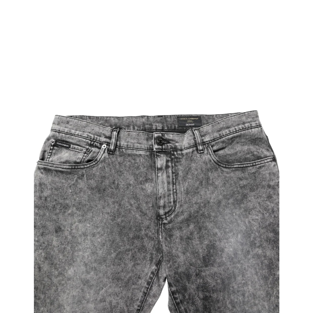 Dolce &amp; Gabbana Gray Cotton Straight Leg Denim Trouser Jeans