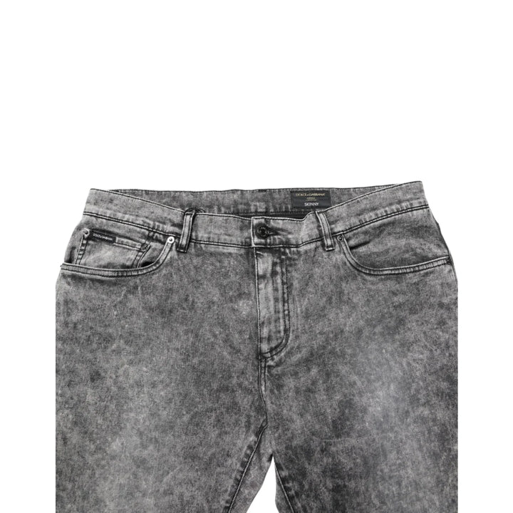 Dolce &amp; Gabbana Gray Cotton Straight Leg Denim Trouser Jeans