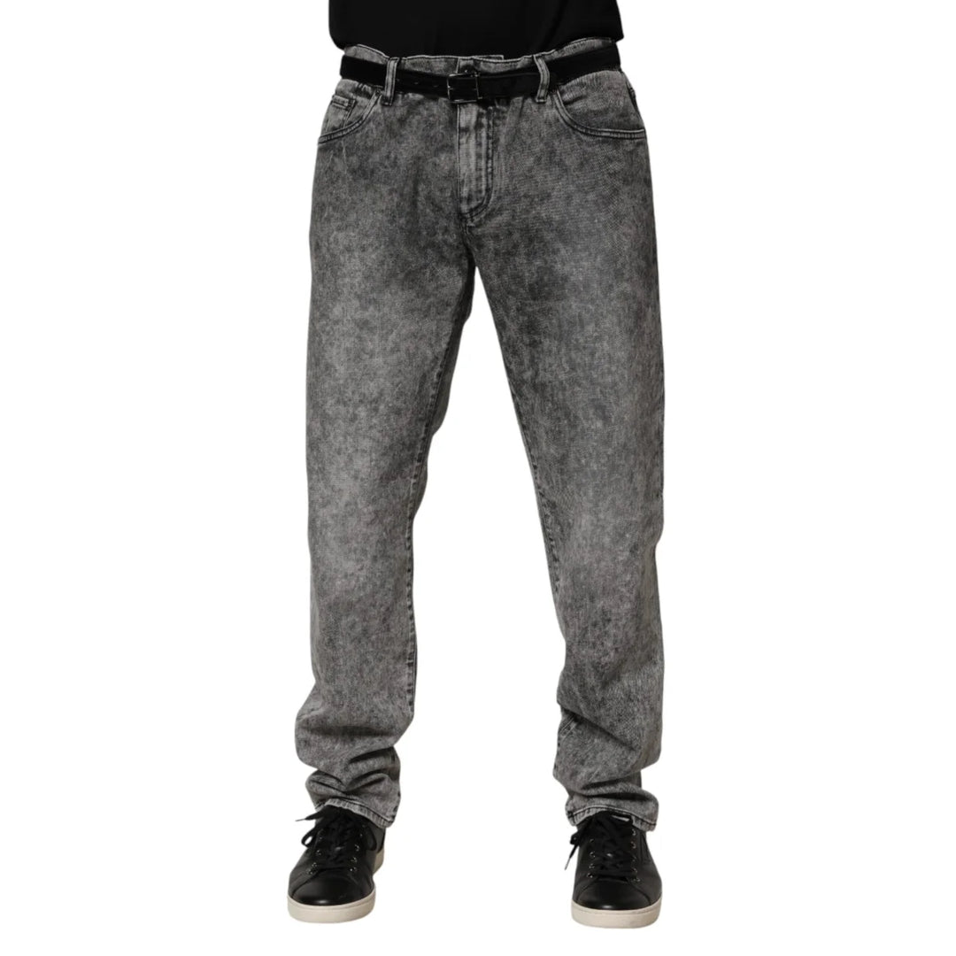 Dolce &amp; Gabbana Gray Cotton Straight Leg Denim Trouser Jeans