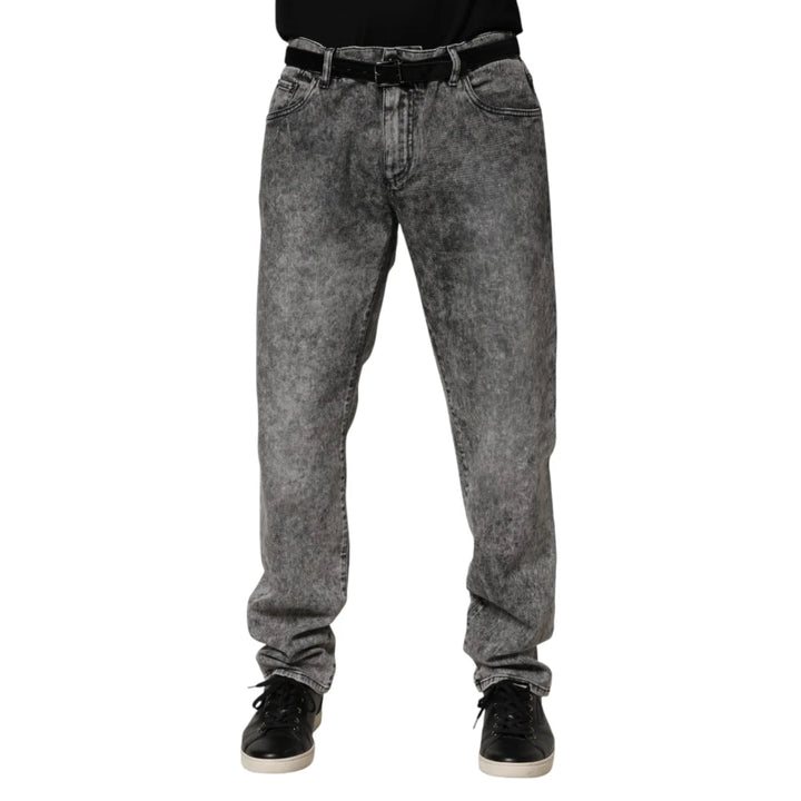 Dolce &amp; Gabbana Gray Cotton Straight Leg Denim Trouser Jeans
