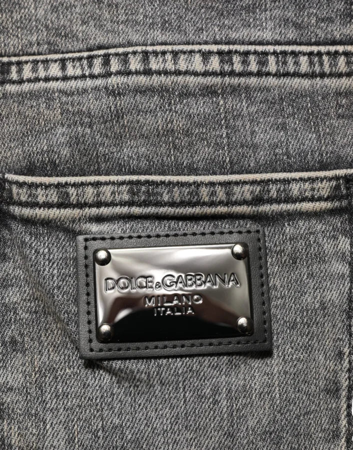 Dolce &amp; Gabbana Gray Cotton Stretch Slim Fit Men Denim Jeans