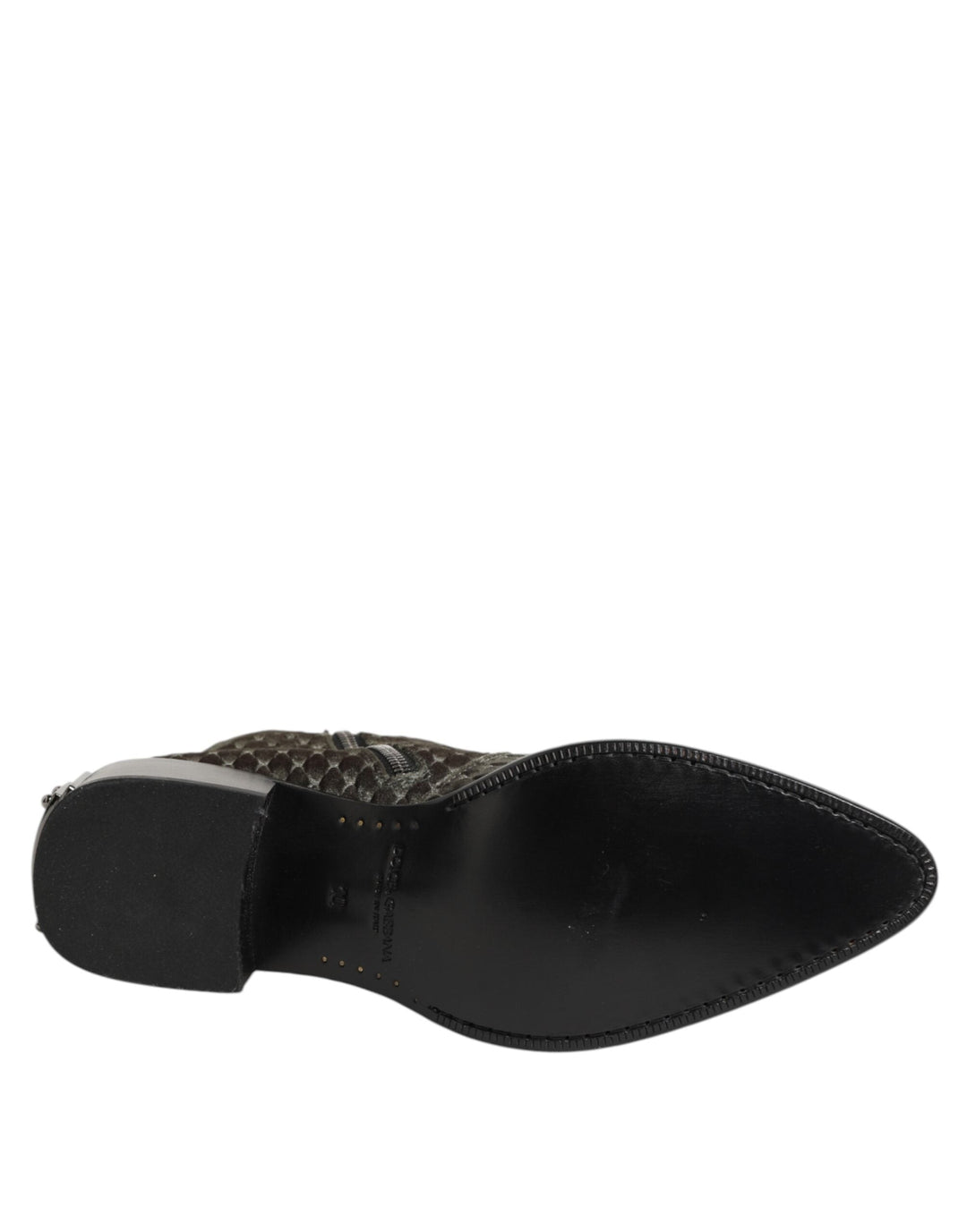 Dolce &amp; Gabbana Gray Cotton Velvet Mid Calf Short Boots Shoes
