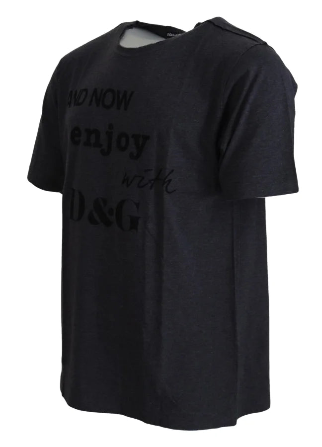 Dolce & Gabbana Gray Crewneck Cotton Short Sleeve T-shirt