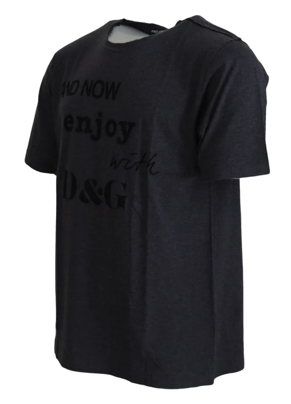 Dolce & Gabbana Gray Crewneck Cotton Short Sleeve T-shirt