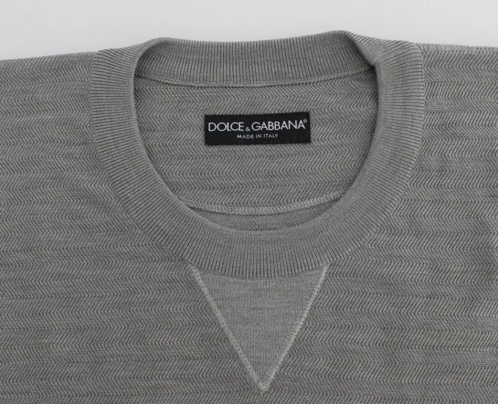 Dolce &amp; Gabbana Gray Crewneck Pullover Silk Sweater