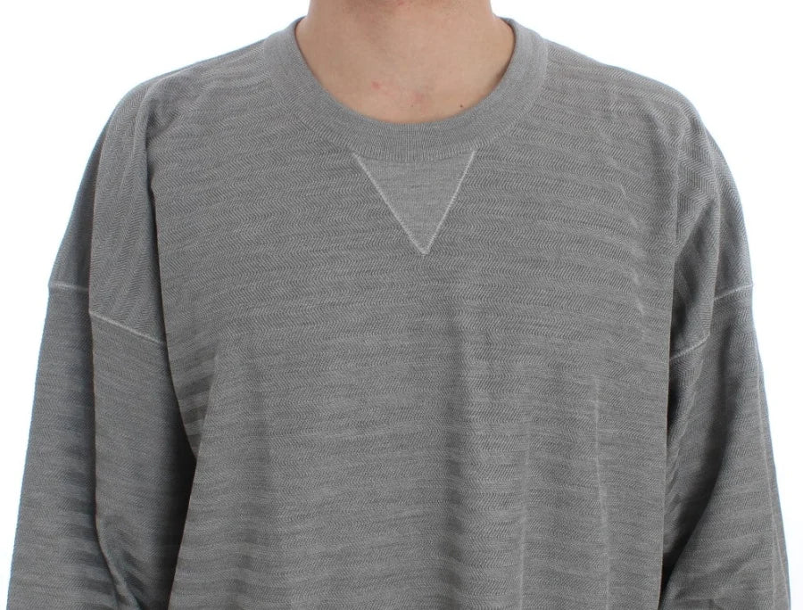 Dolce &amp; Gabbana Gray Crewneck Pullover Silk Sweater