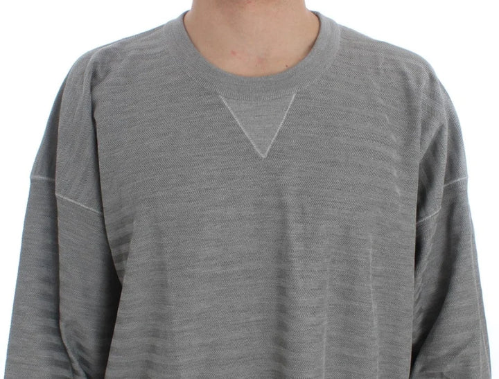 Dolce &amp; Gabbana Gray Crewneck Pullover Silk Sweater