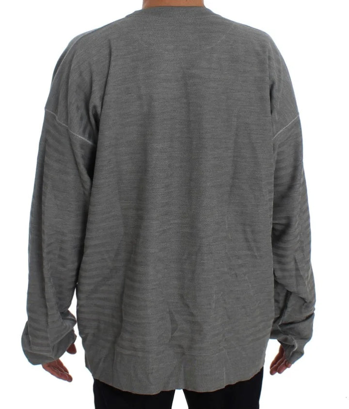 Dolce &amp; Gabbana Gray Crewneck Pullover Silk Sweater
