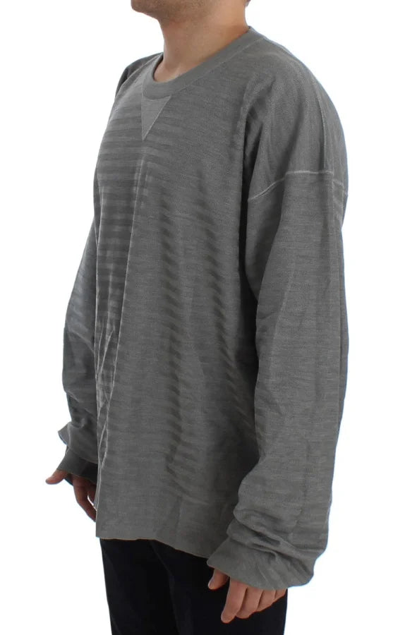 Dolce &amp; Gabbana Gray Crewneck Pullover Silk Sweater