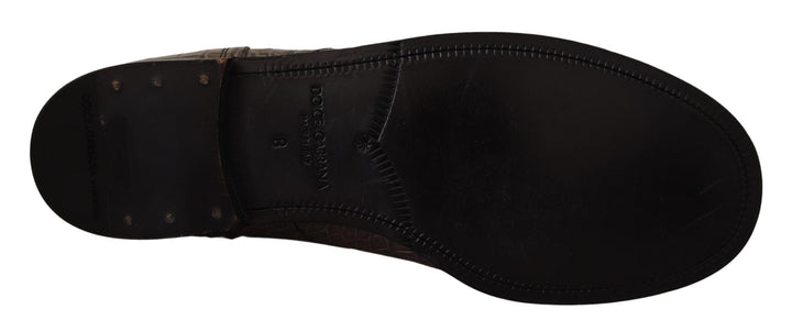 Dolce &amp; Gabbana Gray Crocodile Leather Derby Boots