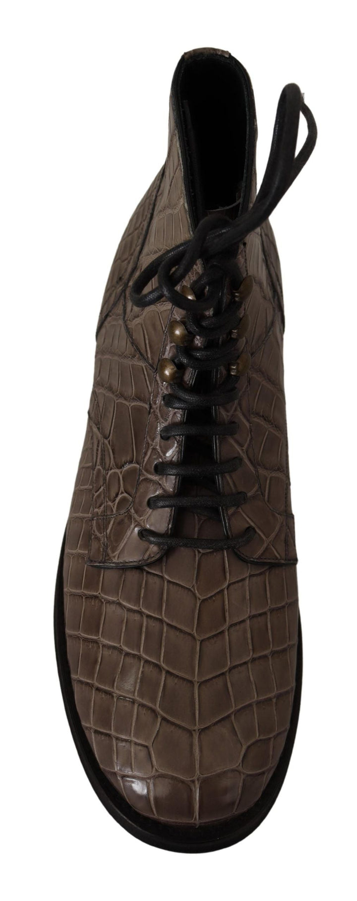 Dolce &amp; Gabbana Gray Crocodile Leather Derby Boots