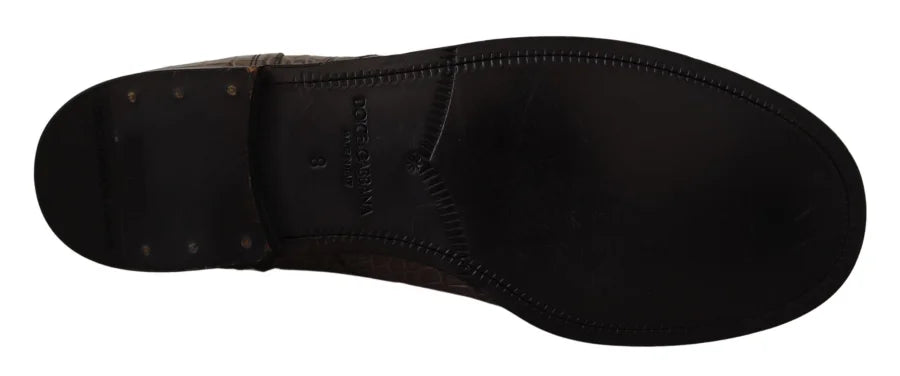 Dolce &amp; Gabbana Gray Crocodile Leather Derby Boots