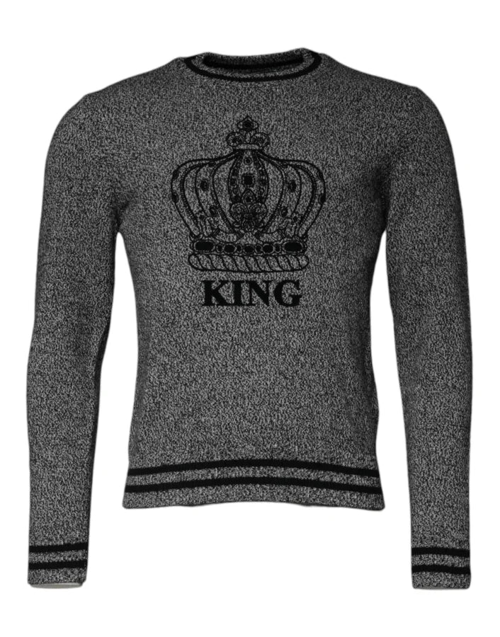 Dolce &amp; Gabbana Gray Crown King Cashmere Pullover Sweater