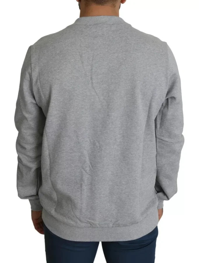 Dolce &amp; Gabbana Gray Crown King Print Cotton Pullover Sweater