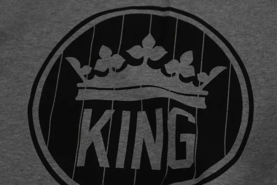 Dolce &amp; Gabbana Gray Crown King Print Cotton Pullover Sweater