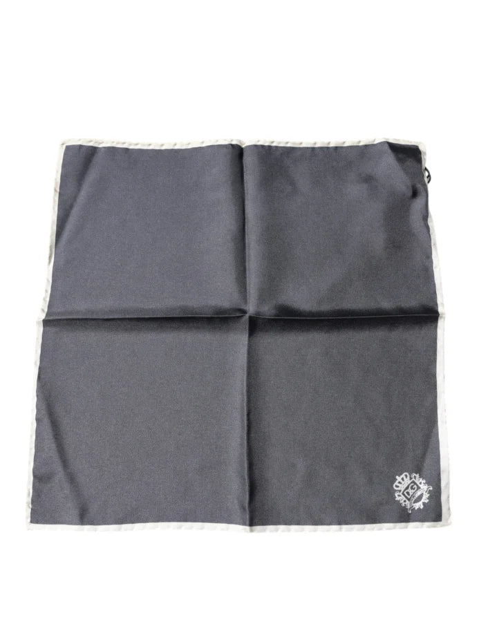 Dolce &amp; Gabbana Gray Crown Logo Square Handkerchief Scarf
