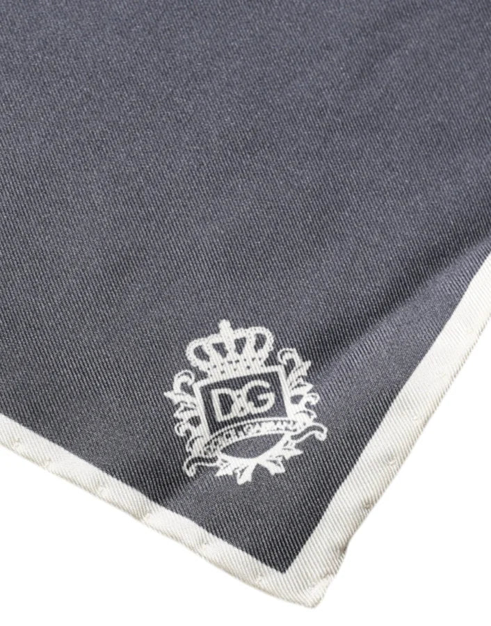 Dolce &amp; Gabbana Gray Crown Logo Square Handkerchief Scarf