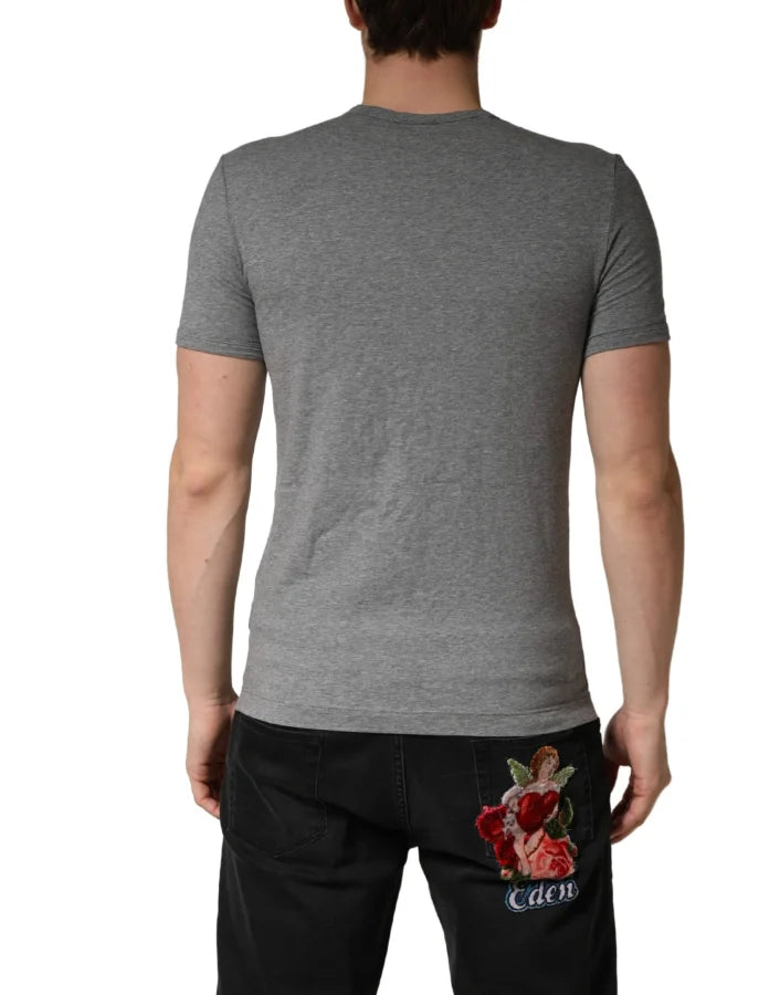 Dolce &amp; Gabbana Gray DG Logo Crew Neck Men Underwear T-shirt