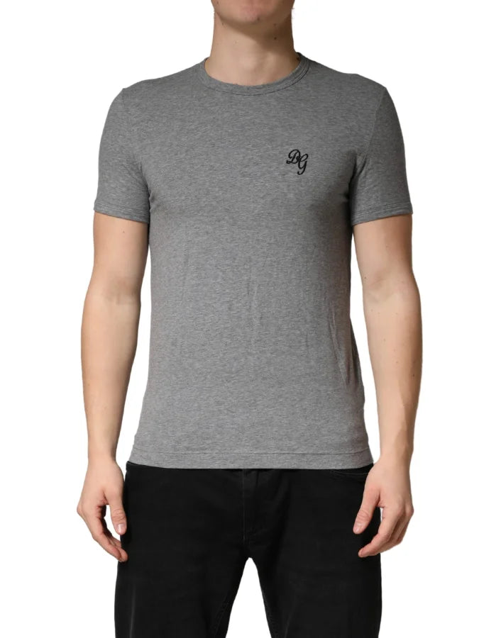 Dolce &amp; Gabbana Gray DG Logo Crew Neck Men Underwear T-shirt