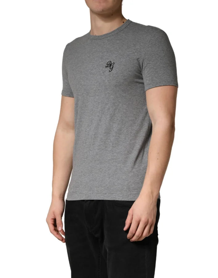 Dolce &amp; Gabbana Gray DG Logo Crew Neck Men Underwear T-shirt